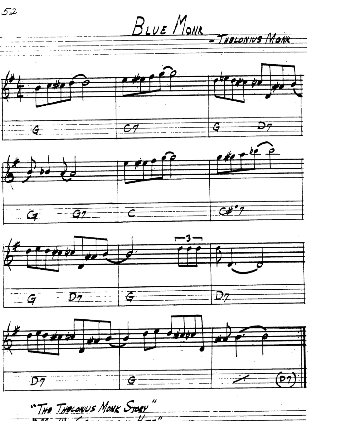 Blue Monk lead sheet